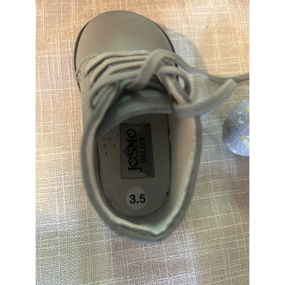 Cute! JOSMO Walker Unisex Baby Walking Shoes Size 3.5 Genuine Leather Gray